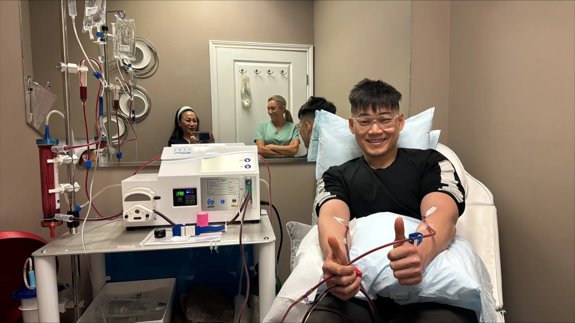 EBOO Ozone Therapy Patient Vincent with Jason DeLeon and Kelly Nguyen-Ha and Nurse Angie