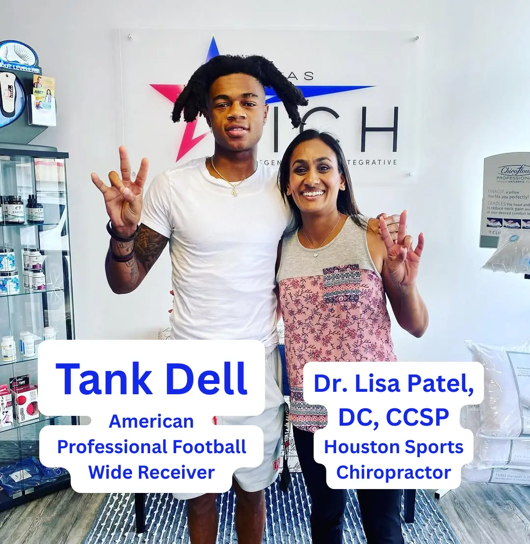 Tank Dell and Dr. Lisa Patel, DC, CCSP at Wellness Revolution Texas